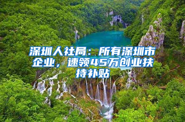 深圳人社局：所有深圳市企业，速领45万创业扶持补贴