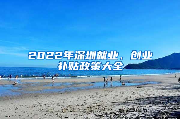 2022年深圳就业、创业补贴政策大全