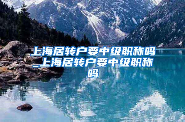 上海居转户要中级职称吗_上海居转户要中级职称吗