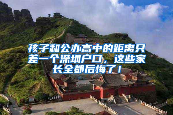 孩子和公办高中的距离只差一个深圳户口，这些家长全都后悔了！
