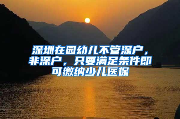 深圳在园幼儿不管深户，非深户，只要满足条件即可缴纳少儿医保