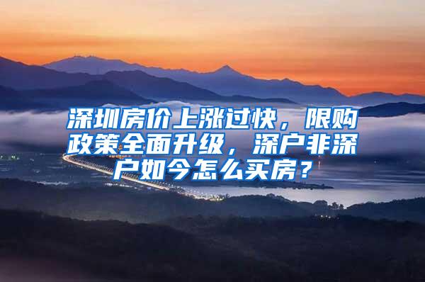 深圳房价上涨过快，限购政策全面升级，深户非深户如今怎么买房？