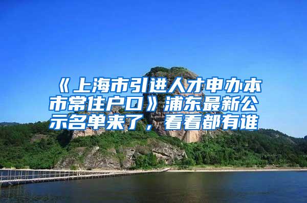 《上海市引进人才申办本市常住户口》浦东最新公示名单来了，看看都有谁