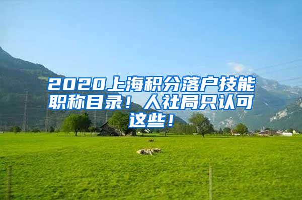 2020上海积分落户技能职称目录！人社局只认可这些！