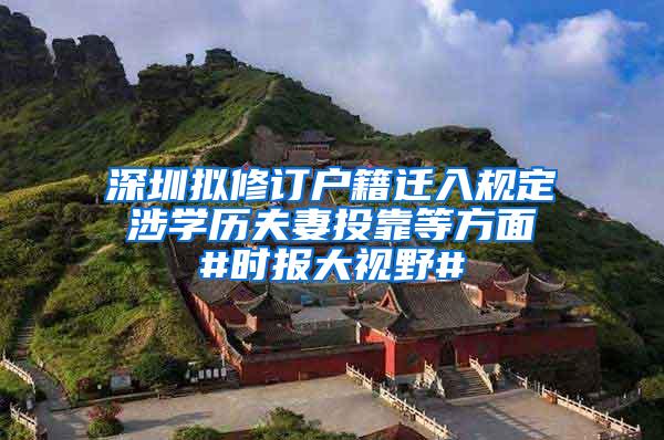 深圳拟修订户籍迁入规定 涉学历夫妻投靠等方面 #时报大视野#