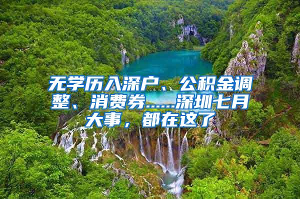 无学历入深户、公积金调整、消费券......深圳七月大事，都在这了