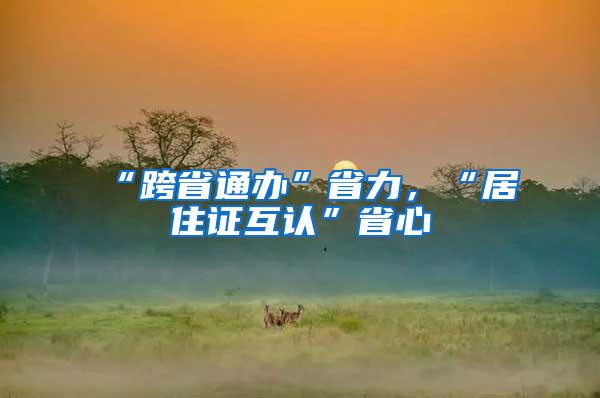 “跨省通办”省力，“居住证互认”省心