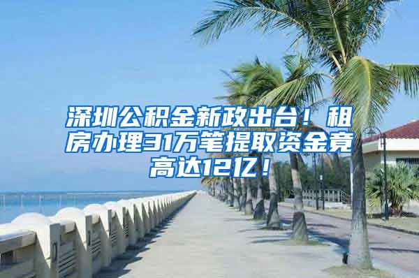 深圳公积金新政出台！租房办理31万笔提取资金竟高达12亿！