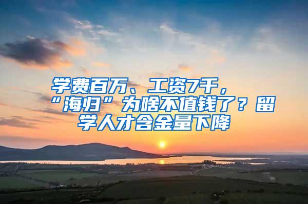 学费百万、工资7千，“海归”为啥不值钱了？留学人才含金量下降