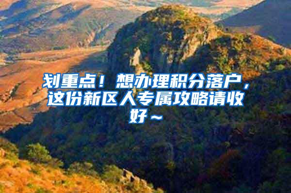 划重点！想办理积分落户，这份新区人专属攻略请收好～