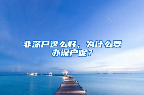 非深户这么好，为什么要办深户呢？