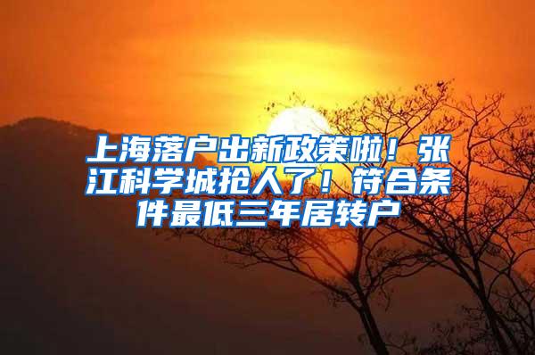 上海落户出新政策啦！张江科学城抢人了！符合条件最低三年居转户