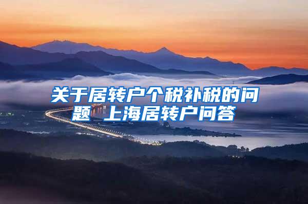 关于居转户个税补税的问题 上海居转户问答