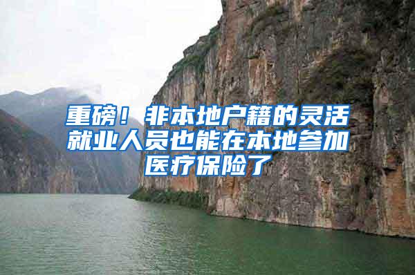重磅！非本地户籍的灵活就业人员也能在本地参加医疗保险了