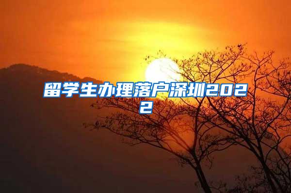 留学生办理落户深圳2022