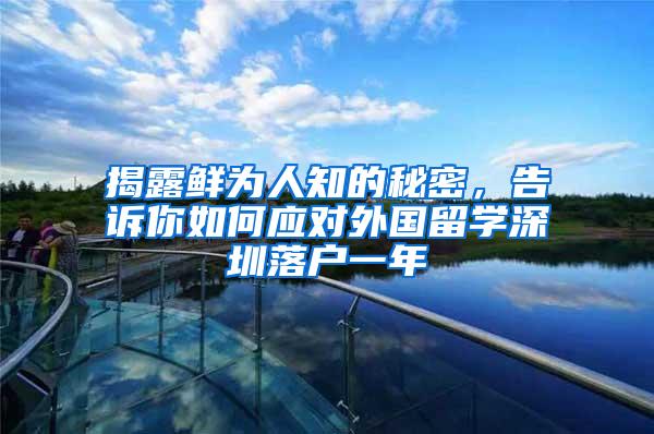 揭露鲜为人知的秘密，告诉你如何应对外国留学深圳落户一年