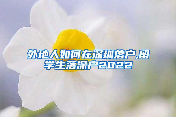 外地人如何在深圳落户,留学生落深户2022