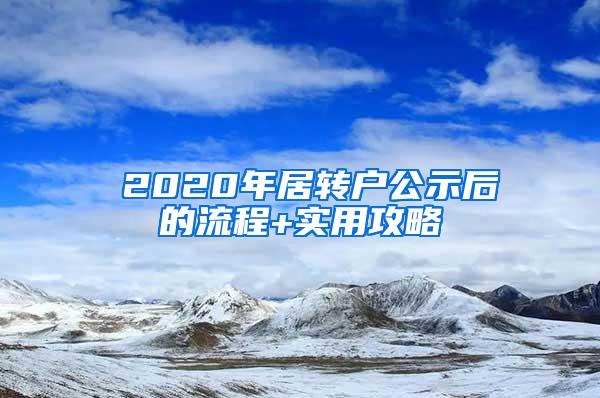 ☆2020年居转户公示后的流程+实用攻略