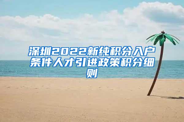 深圳2022新纯积分入户条件人才引进政策积分细则