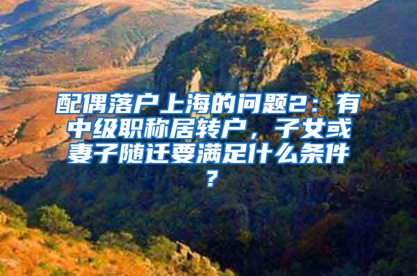 配偶落户上海的问题2：有中级职称居转户，子女或妻子随迁要满足什么条件？