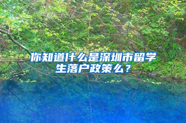 你知道什么是深圳市留学生落户政策么？