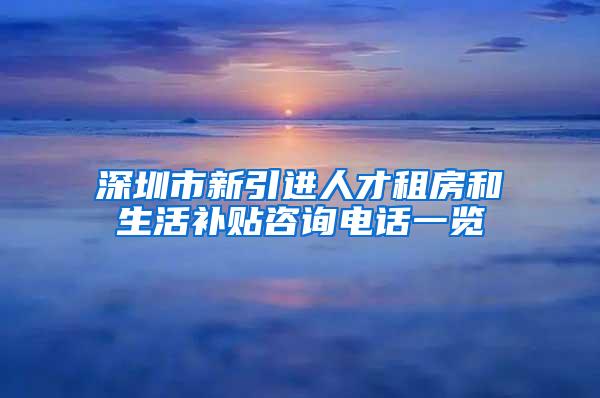 深圳市新引进人才租房和生活补贴咨询电话一览