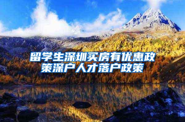 留学生深圳买房有优惠政策深户人才落户政策