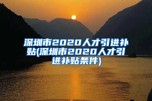深圳市2020人才引进补贴(深圳市2020人才引进补贴条件)