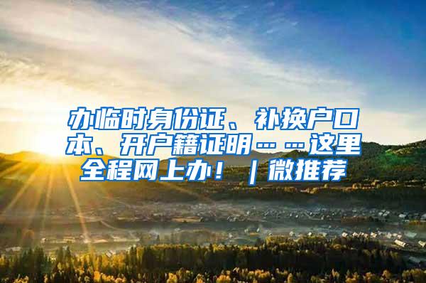 办临时身份证、补换户口本、开户籍证明……这里全程网上办！｜微推荐