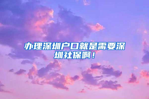 办理深圳户口就是需要深圳社保啊！