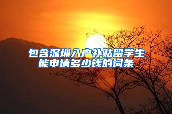 包含深圳入户补贴留学生能申请多少钱的词条