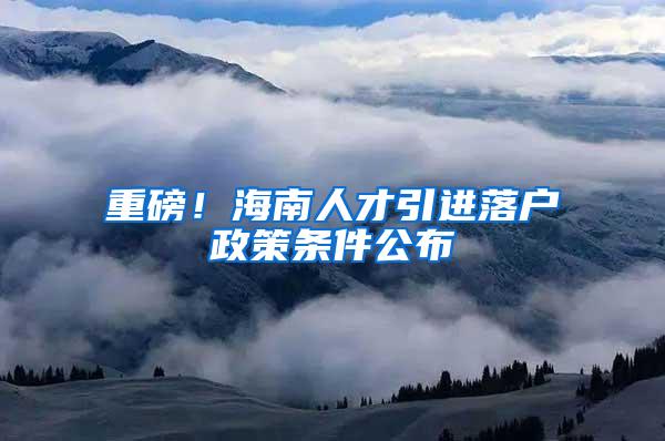 重磅！海南人才引进落户政策条件公布