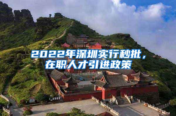 2022年深圳实行秒批，在职人才引进政策