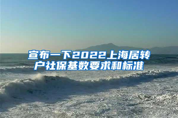 宣布一下2022上海居转户社保基数要求和标准