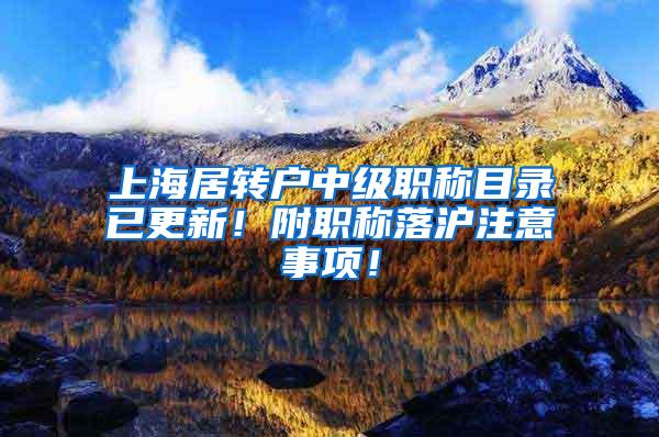 上海居转户中级职称目录已更新！附职称落沪注意事项！
