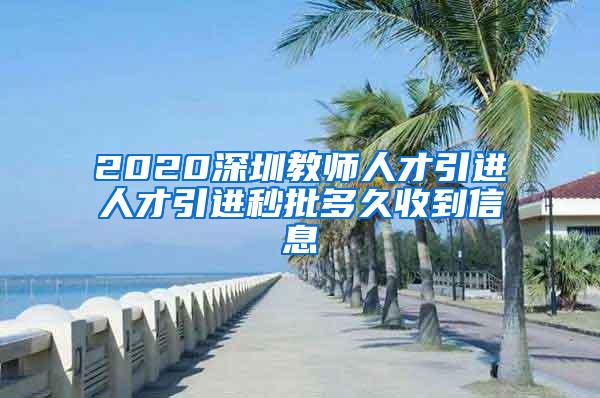 2020深圳教师人才引进人才引进秒批多久收到信息