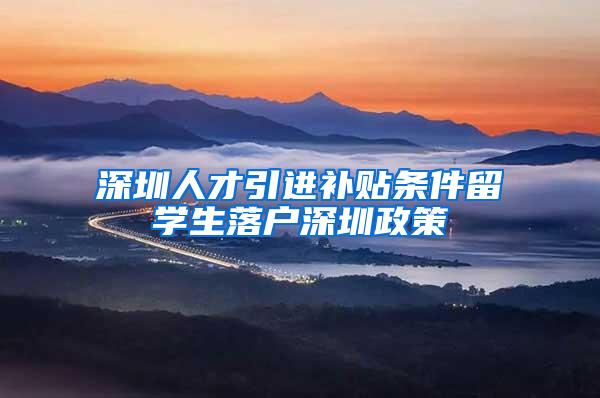 深圳人才引进补贴条件留学生落户深圳政策