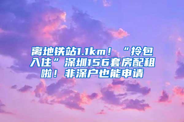 离地铁站1.1km！“拎包入住”深圳156套房配租啦！非深户也能申请