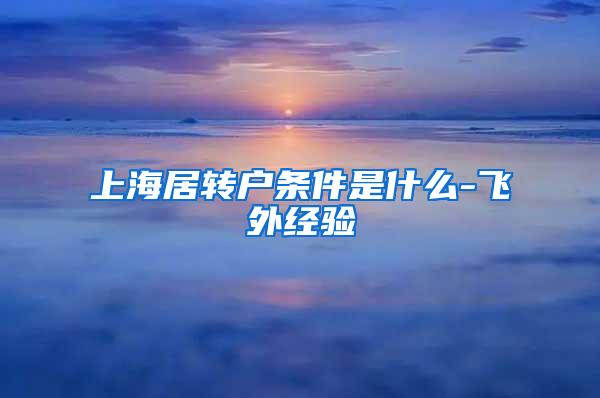 上海居转户条件是什么-飞外经验