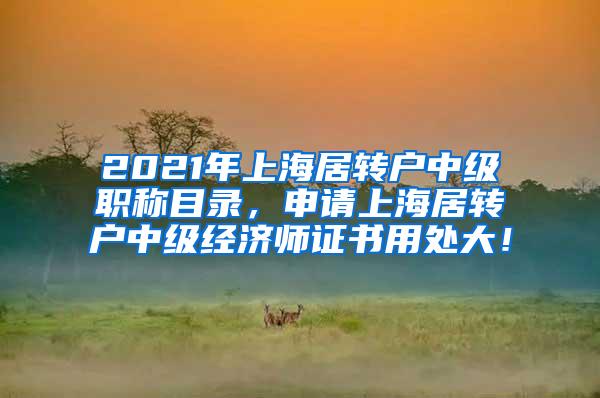 2021年上海居转户中级职称目录，申请上海居转户中级经济师证书用处大！