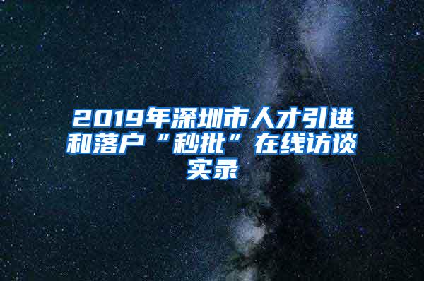 2019年深圳市人才引进和落户“秒批”在线访谈实录