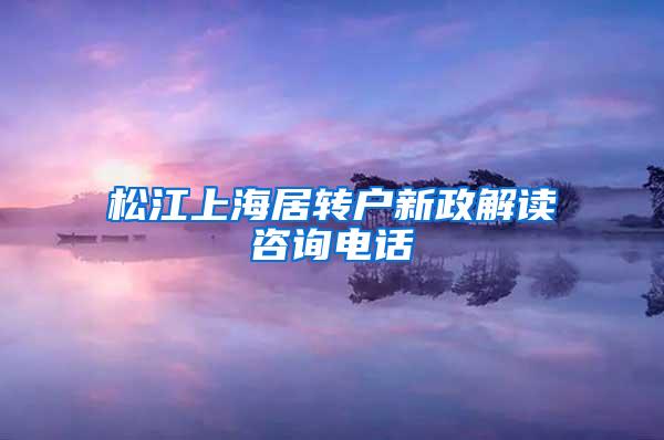松江上海居转户新政解读咨询电话