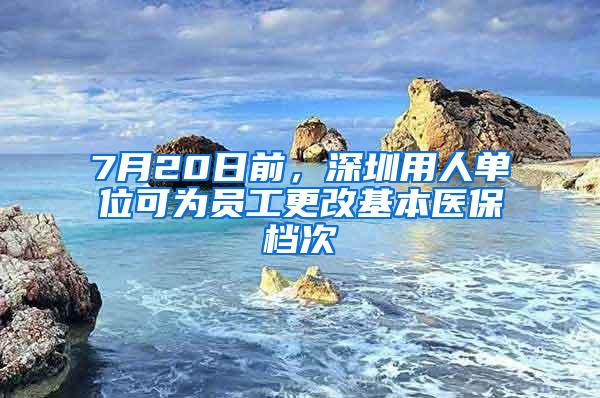 7月20日前，深圳用人单位可为员工更改基本医保档次