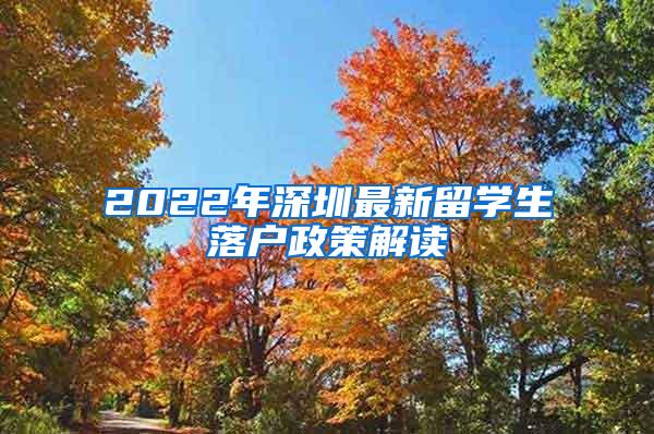 2022年深圳最新留学生落户政策解读