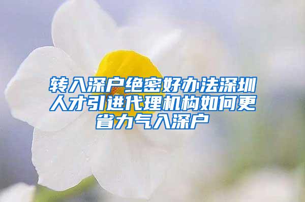 转入深户绝密好办法深圳人才引进代理机构如何更省力气入深户