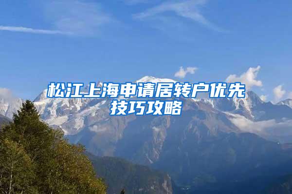 松江上海申请居转户优先技巧攻略
