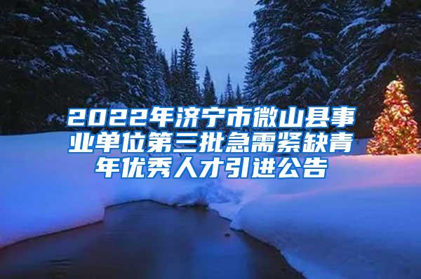 2022年济宁市微山县事业单位第三批急需紧缺青年优秀人才引进公告