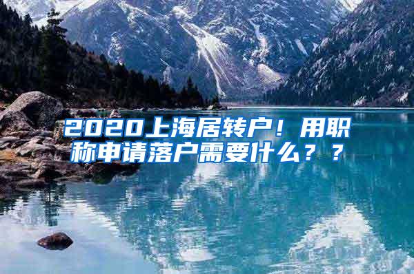 2020上海居转户！用职称申请落户需要什么？？
