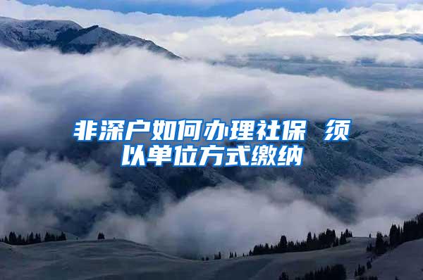非深户如何办理社保 须以单位方式缴纳