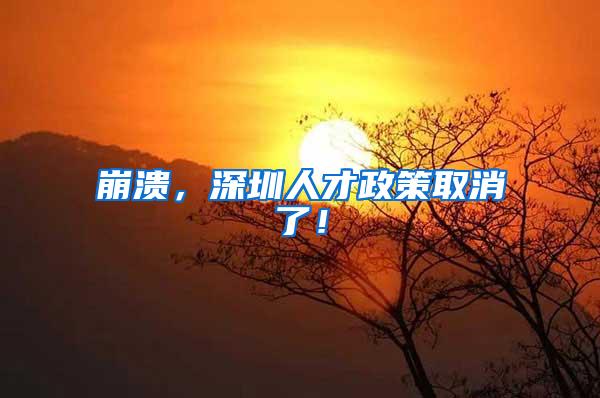 崩溃，深圳人才政策取消了！